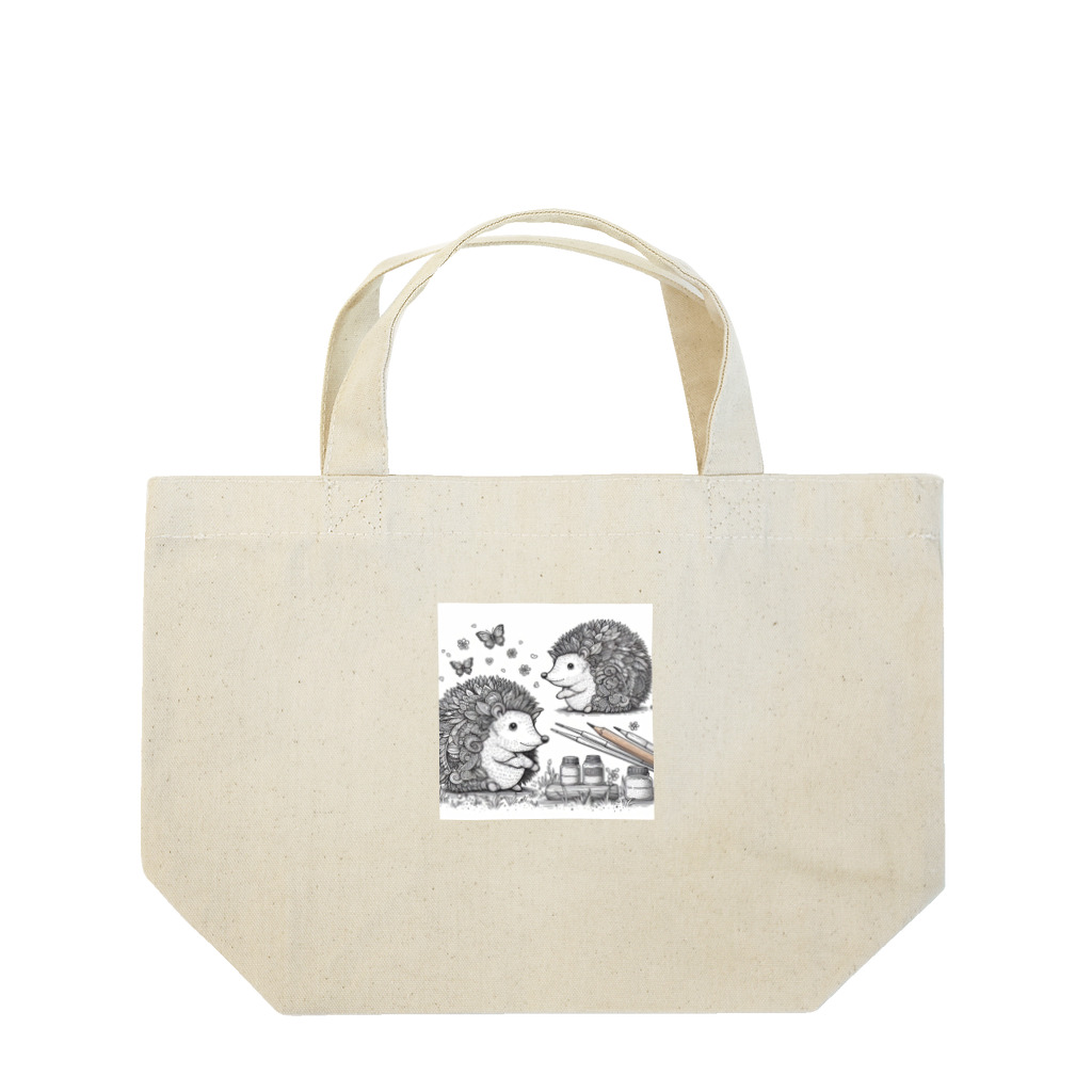 花鳥風月の対面ハリネズミ Lunch Tote Bag