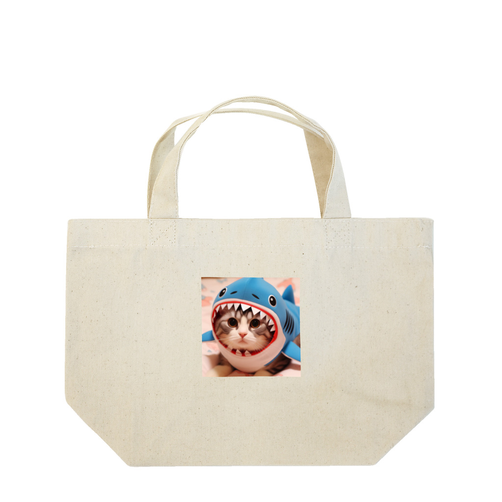 アニマルグッズストア　OPIの鮫の着ぐるみを着た猫 Lunch Tote Bag