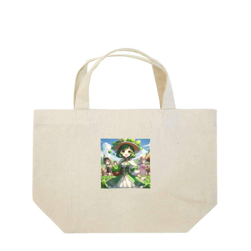 大地の宝物のほうれん草をモチーフにしたアニメキャラクター「スプリナ」 Lunch Tote Bag