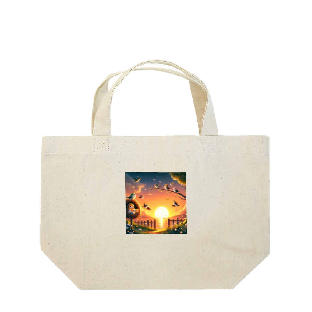 Animal Canvas Collectionの夕焼け小焼けの森の小鳥 Lunch Tote Bag