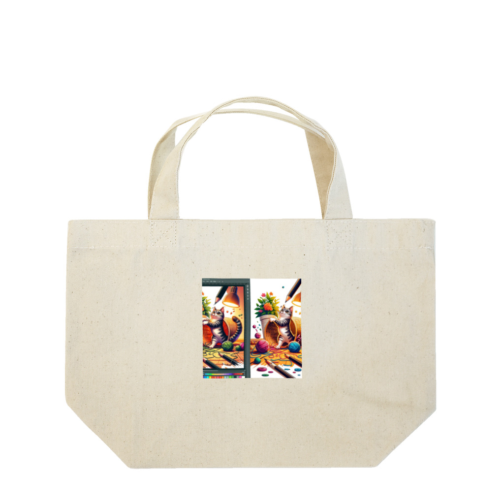 katohkouchiのCreate_an_illustration_of_a_mischievous_cat_gettin_mischievous_cat Lunch Tote Bag