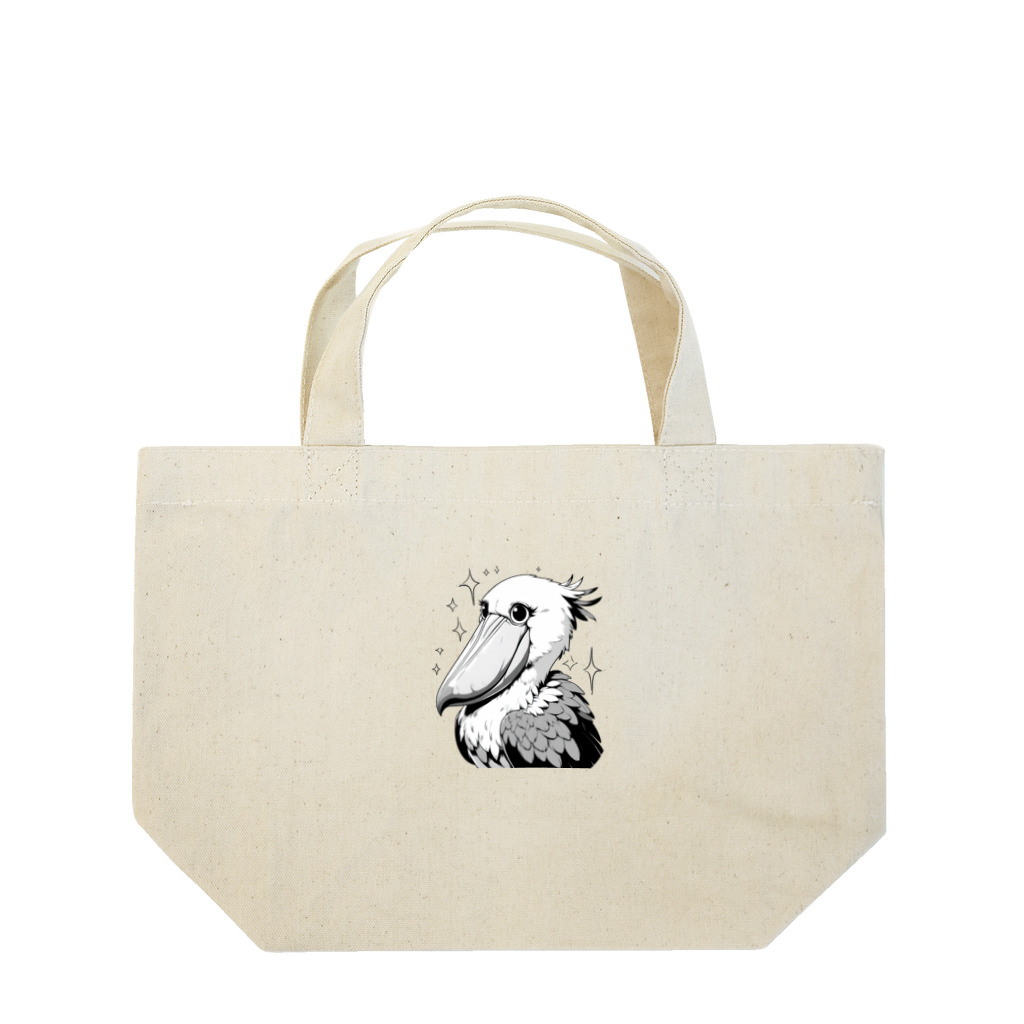 そうえんショップのモノクロームハシビロコウ Lunch Tote Bag