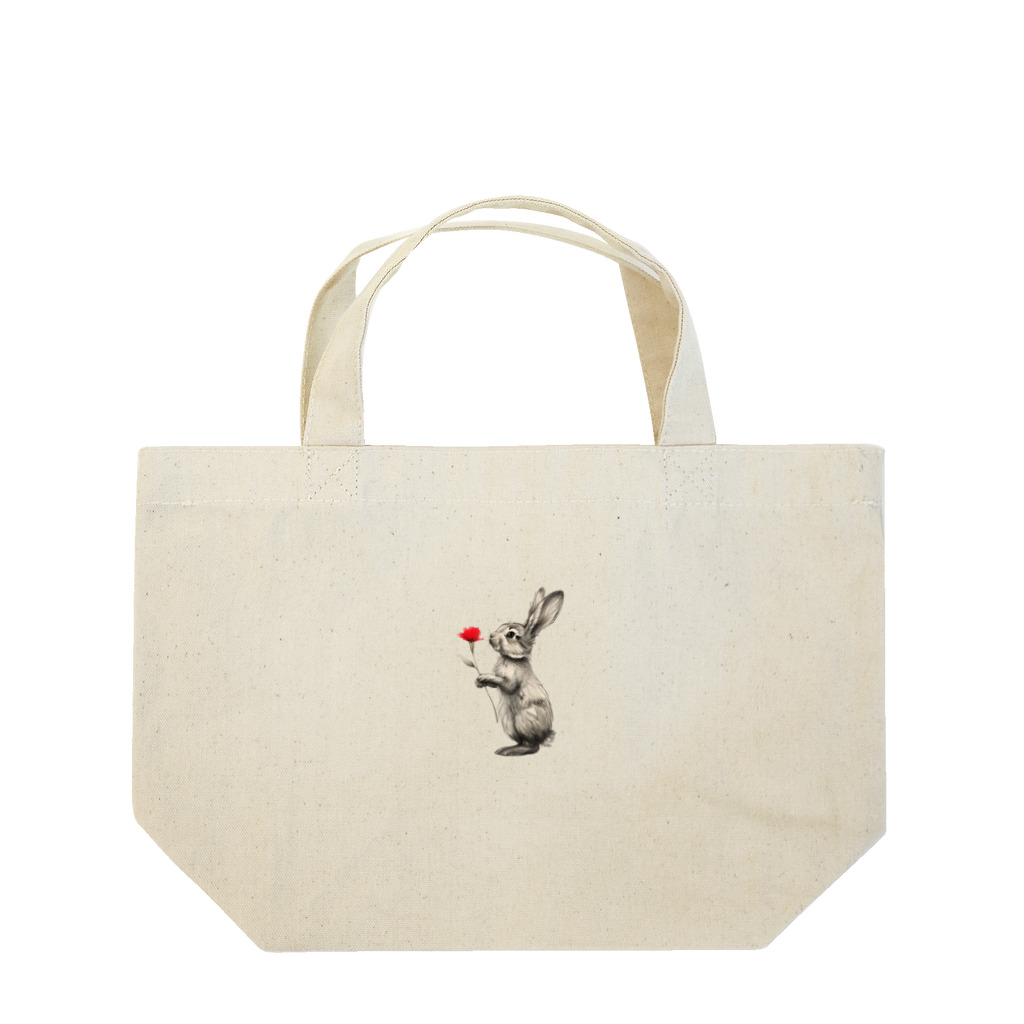 ゆかまるSHOPの求愛（バラとうさぎ） Lunch Tote Bag