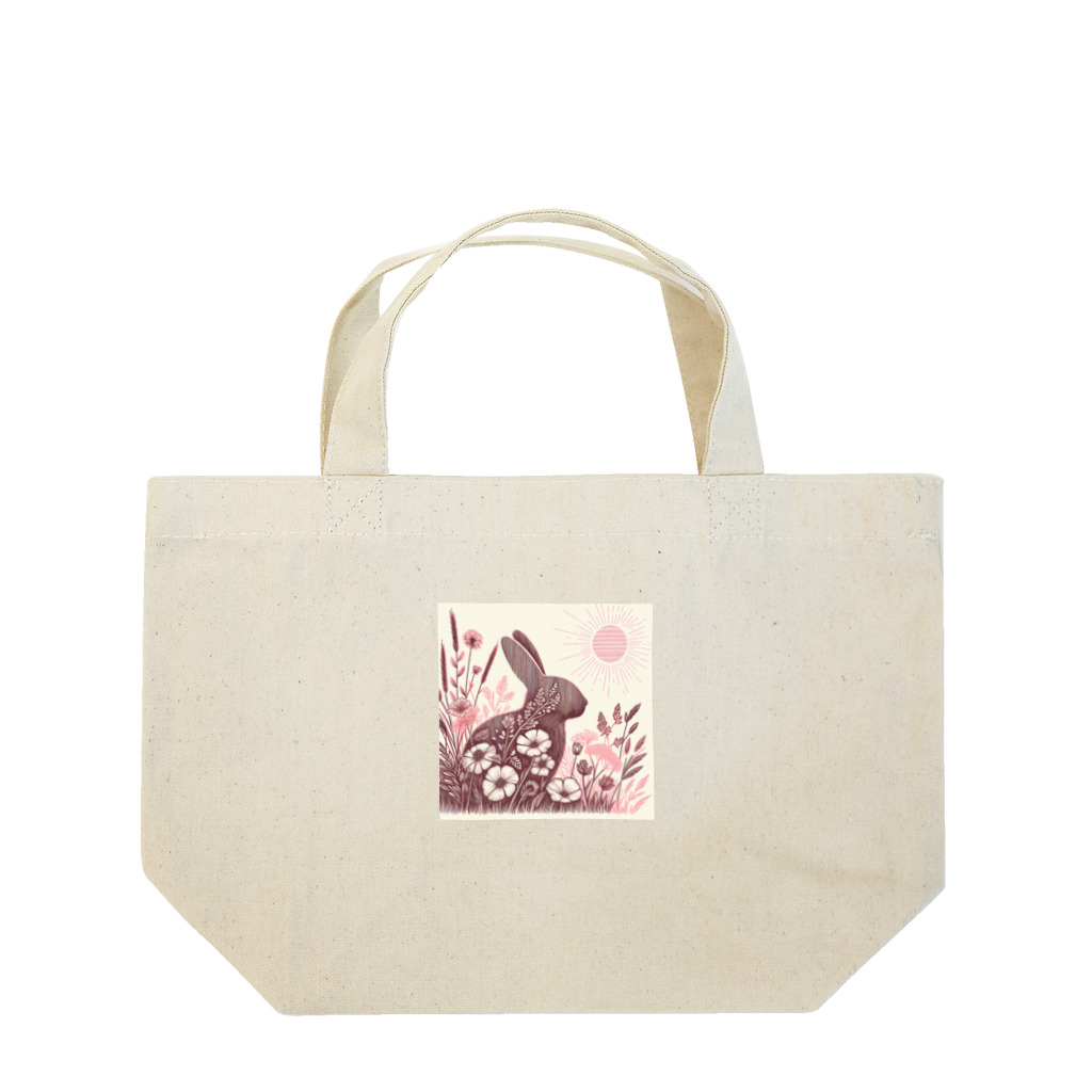 ブルーアイズのシルエットうさ Lunch Tote Bag