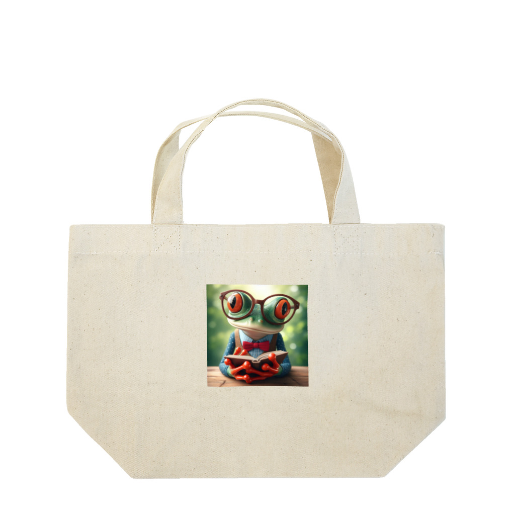 frogsystemの知的なカエルが読書を楽しむ📚🐸 Lunch Tote Bag