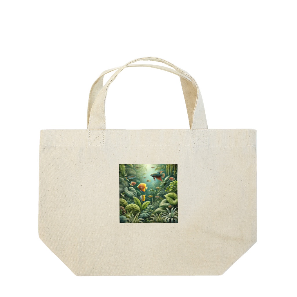 pyoromalの観葉植物×熱帯魚 ランチトートバッグ