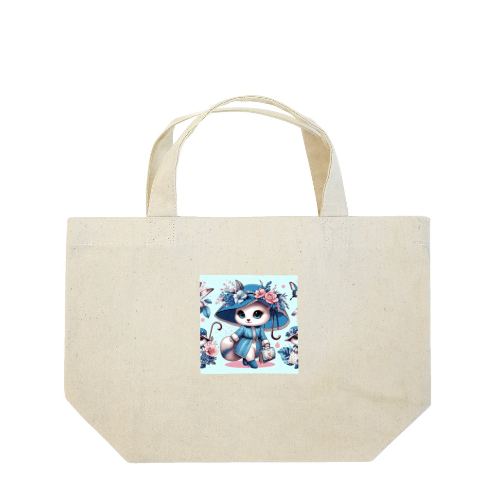 Wanderpaws-Tailsのおしゃれな白猫さん Lunch Tote Bag