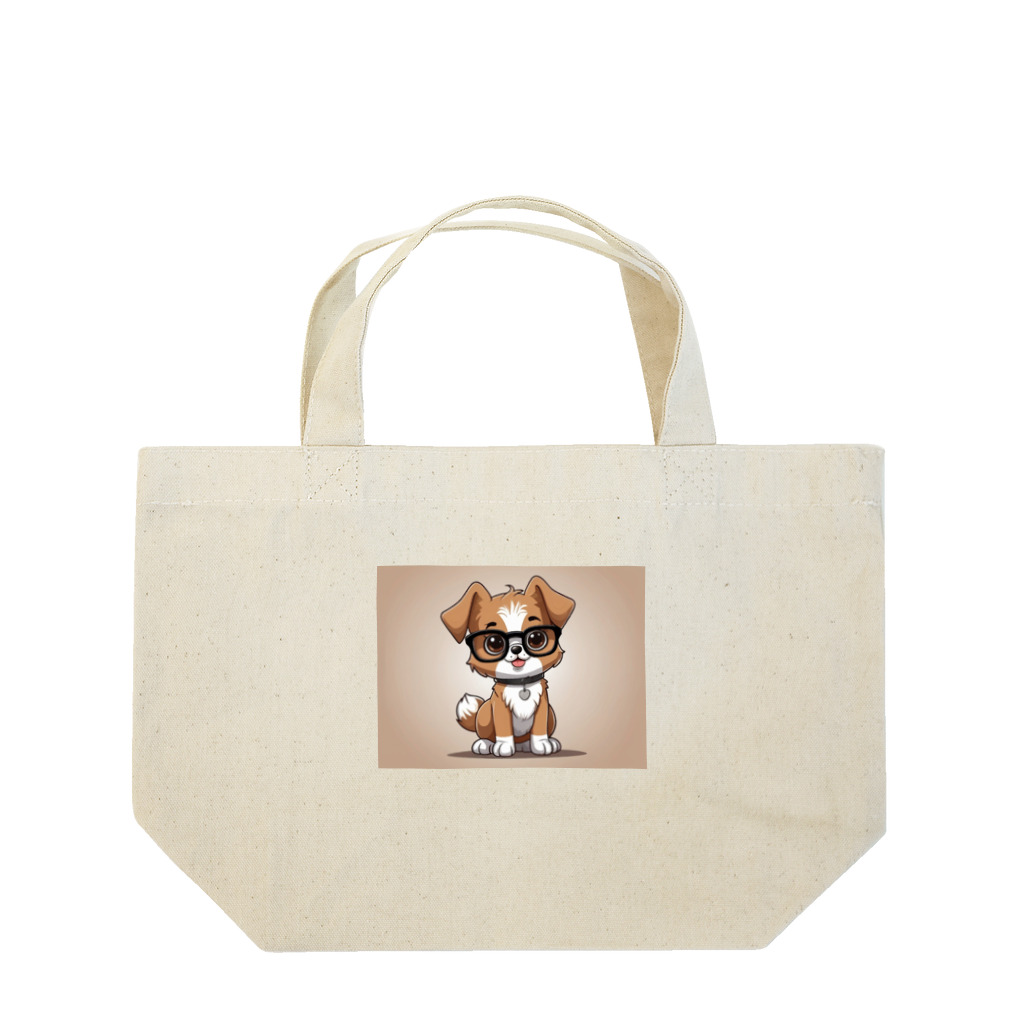 Khisakiの犬　カワイイ　眼鏡をかけている ランチトートバッグ