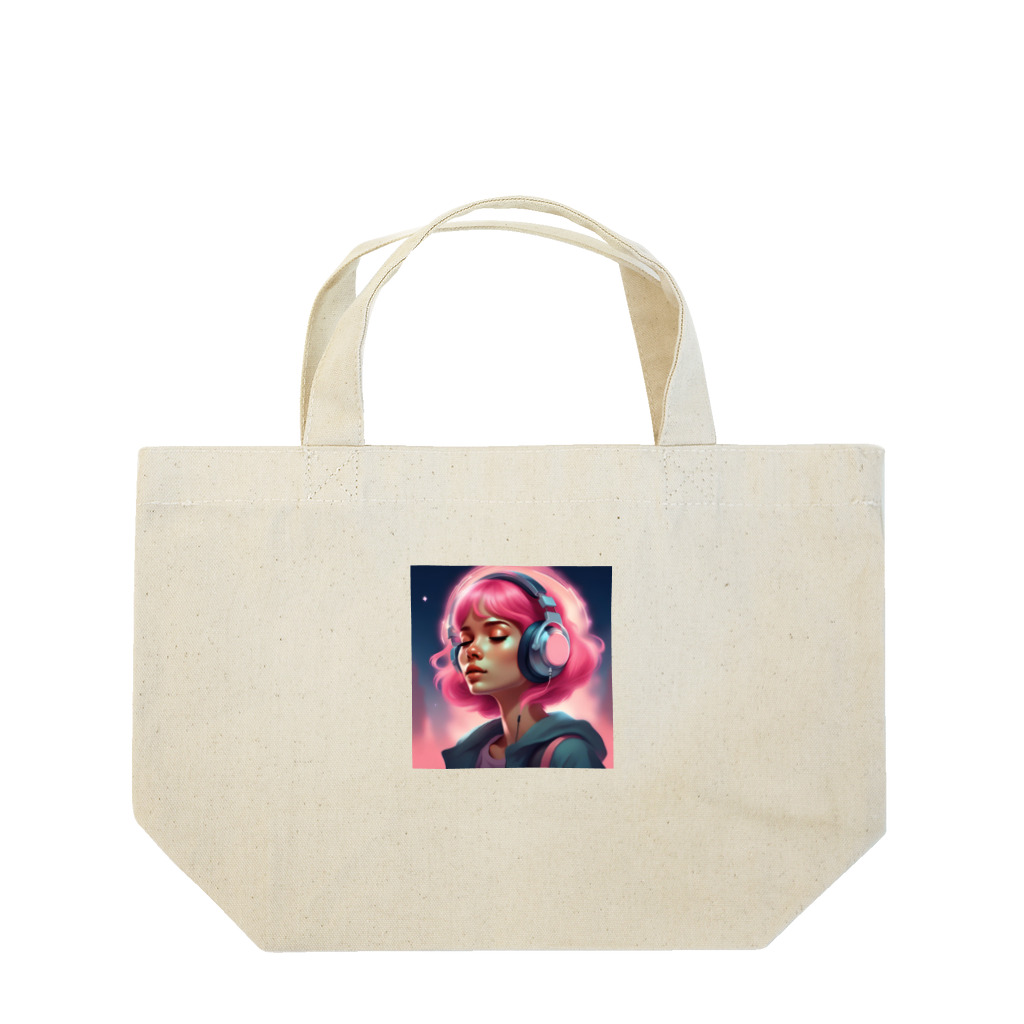 B_possibleのピンク髪の少女 リアルVer. Lunch Tote Bag