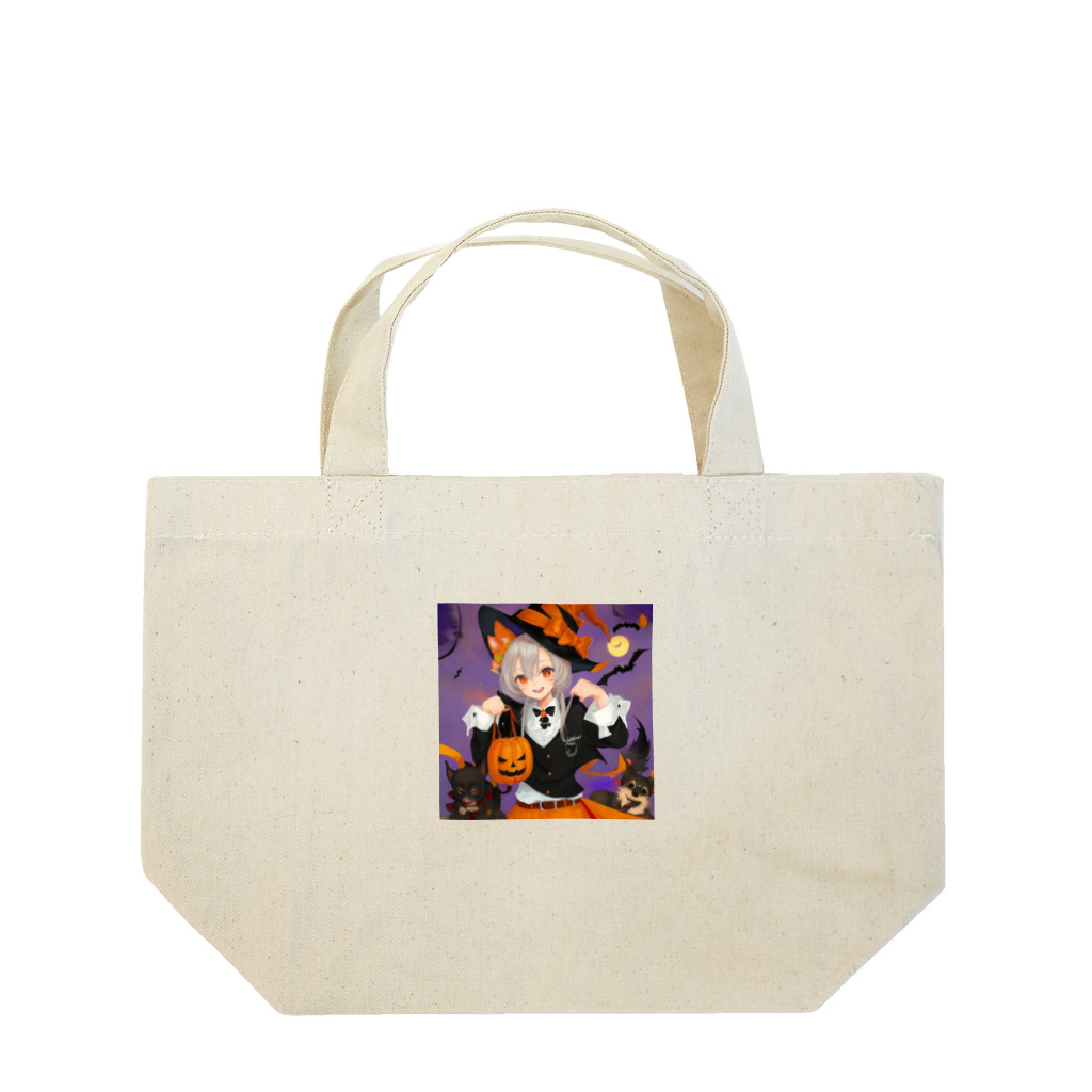 チワワ愛好家ショップのワワ大好き魔女のハロウィン・キャンディ・キス Lunch Tote Bag