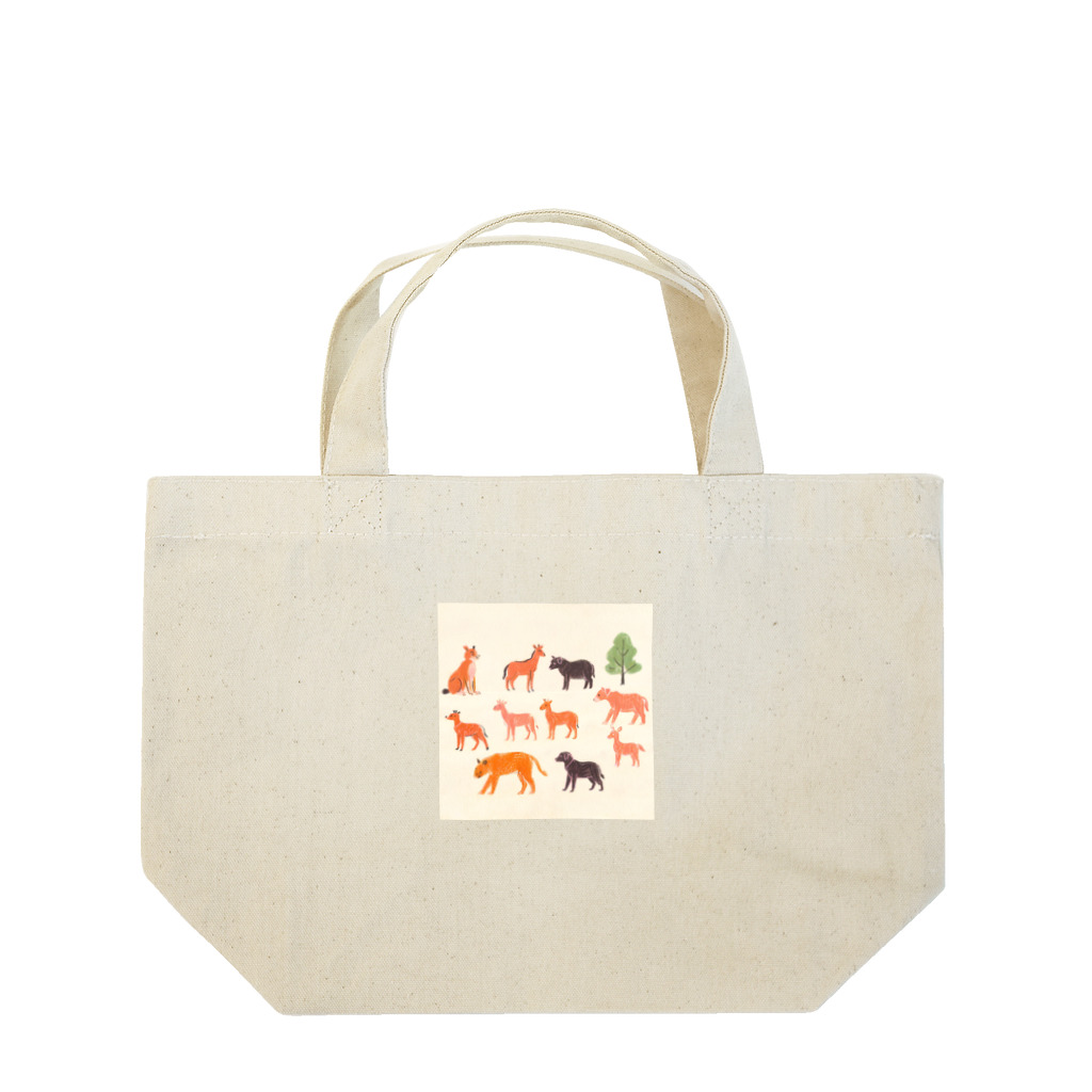 ZUZUKAMAのゆるくてかわいい動物の群れ Lunch Tote Bag