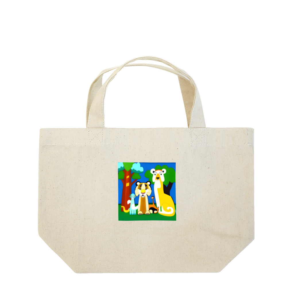 にゃんこショップのレインボーアニマル Lunch Tote Bag