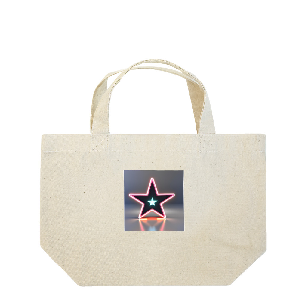 ネオンスターショップのネオンカラーの宇宙に浮かぶ星 Lunch Tote Bag