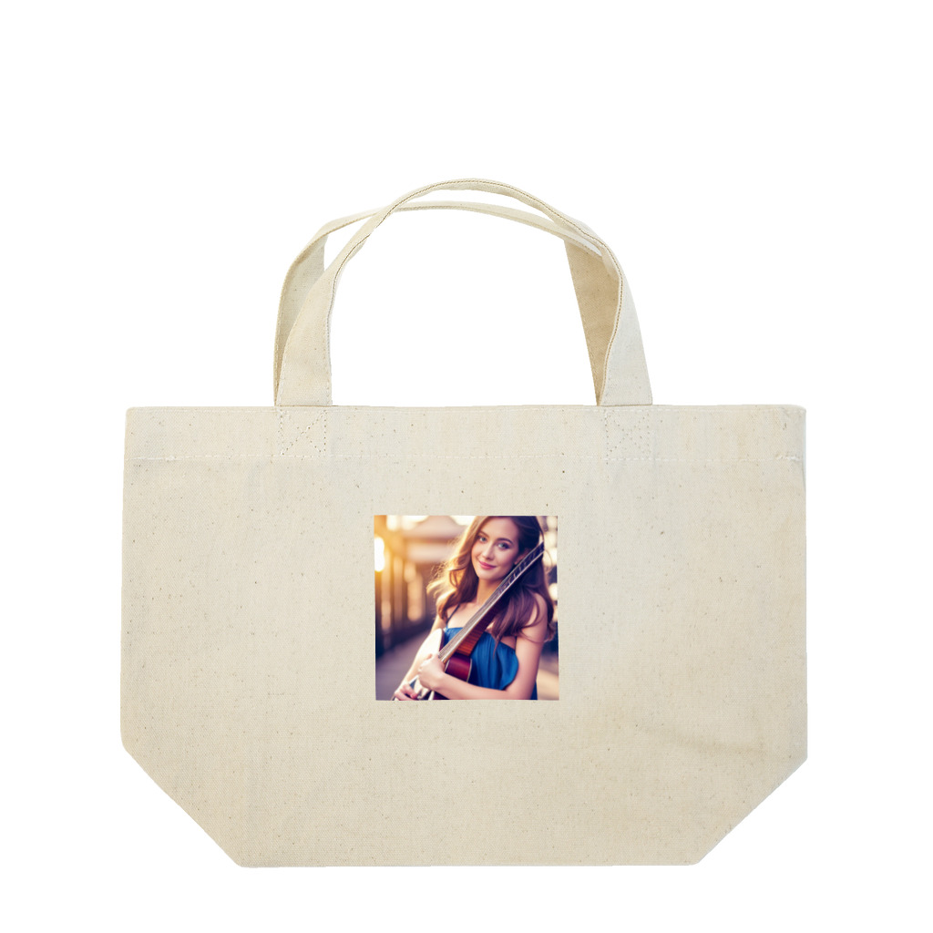 Stylishの女性の微笑み Lunch Tote Bag