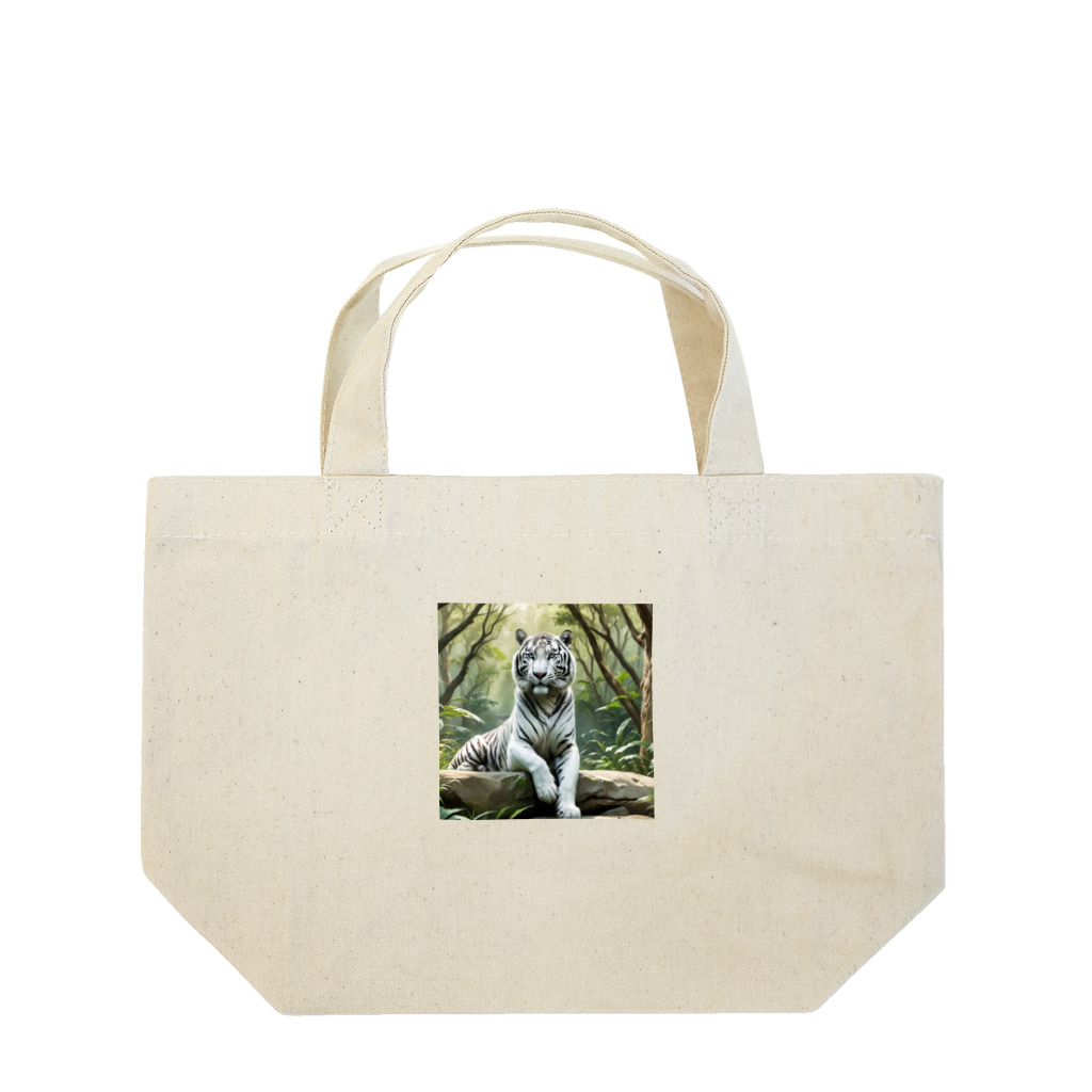 けいのユニークなショップのホワイトタイガー Lunch Tote Bag