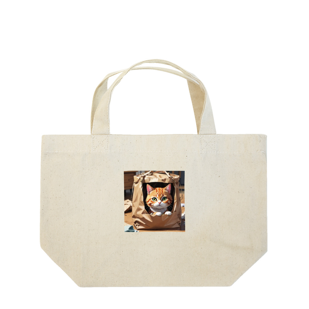 oz-chanの袋に入り込んで遊んでいる猫 Lunch Tote Bag