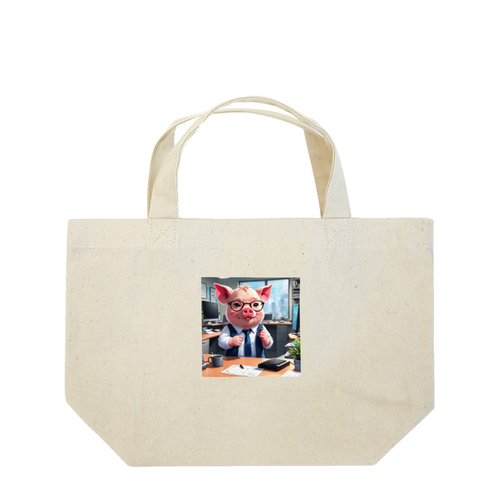 MTHの社内のトラブルシューティングをするミニブタ Lunch Tote Bag