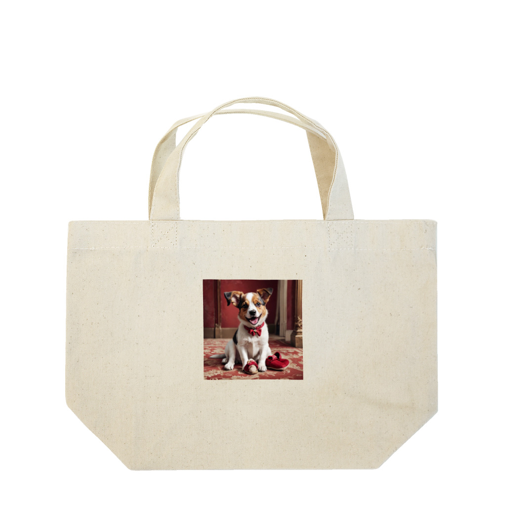 ワンニャンのスリッパを持ち出している犬 Lunch Tote Bag