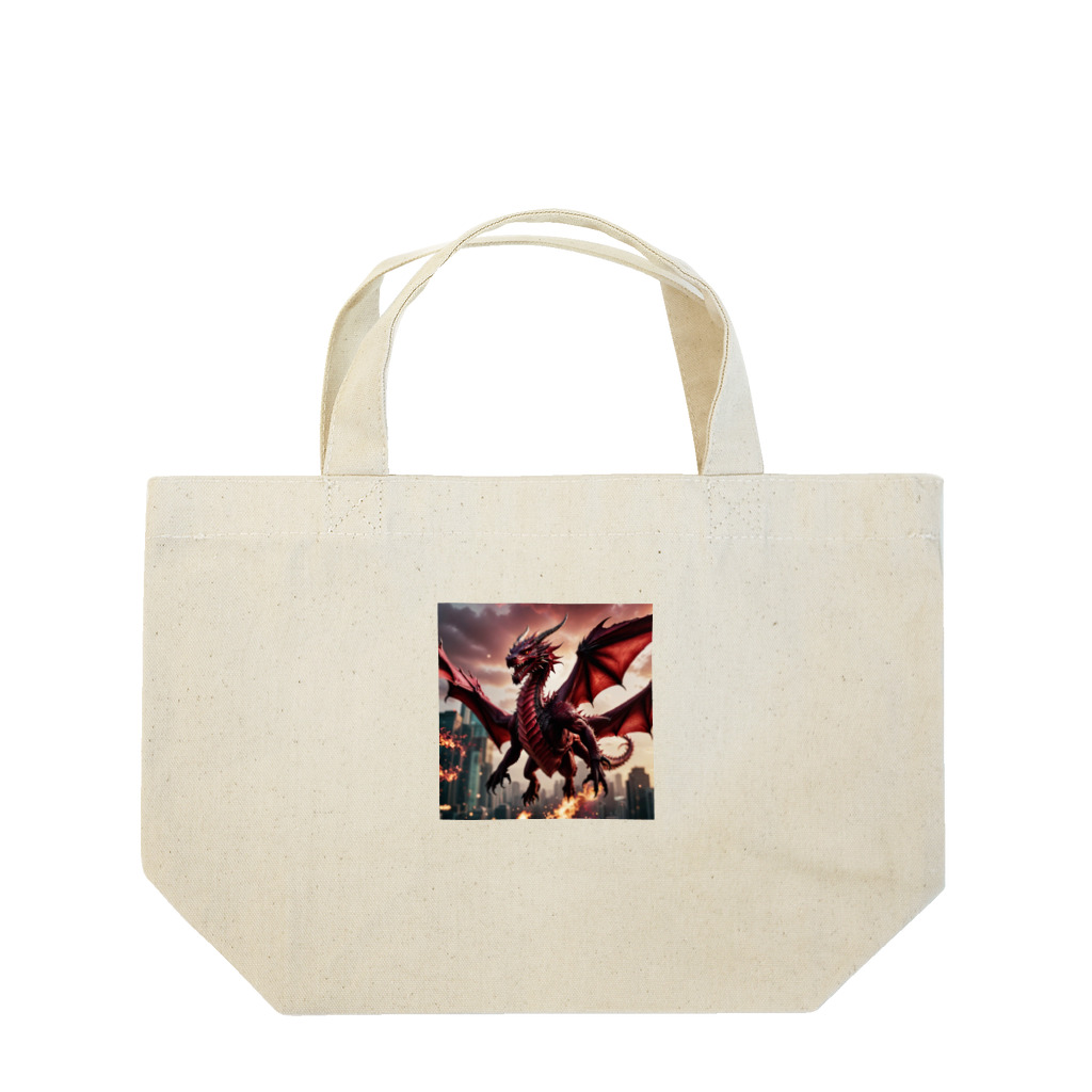 幻想都市の真紅のドラゴン Lunch Tote Bag
