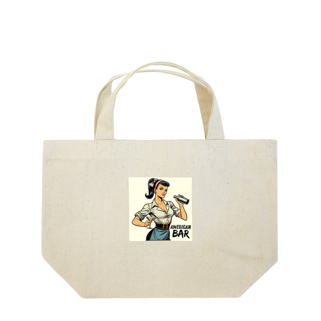 AMERICAN BARのアメコミ風バーテンダー Lunch Tote Bag