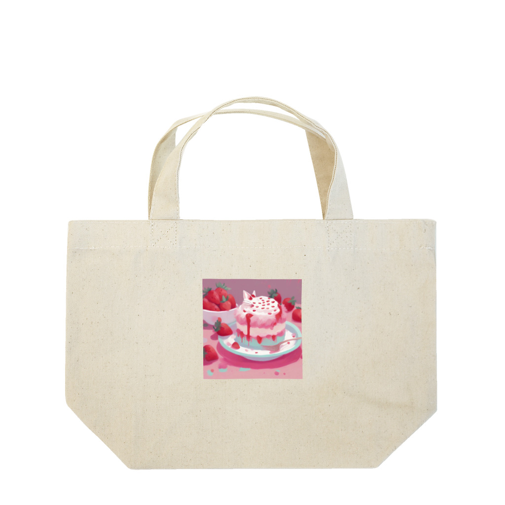 uchakyumaのいちごケーキにネコ Lunch Tote Bag