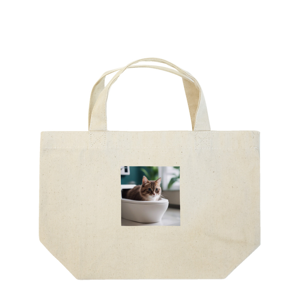 kojakechanのトイレに入るかわいいマンチカンのマカデミアナッツくん Lunch Tote Bag