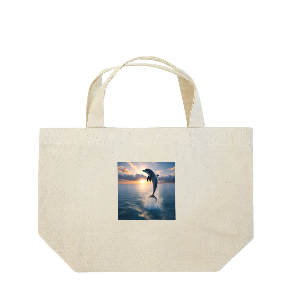 ai美女ショップの夕日とイルカ🐬🌅 Lunch Tote Bag