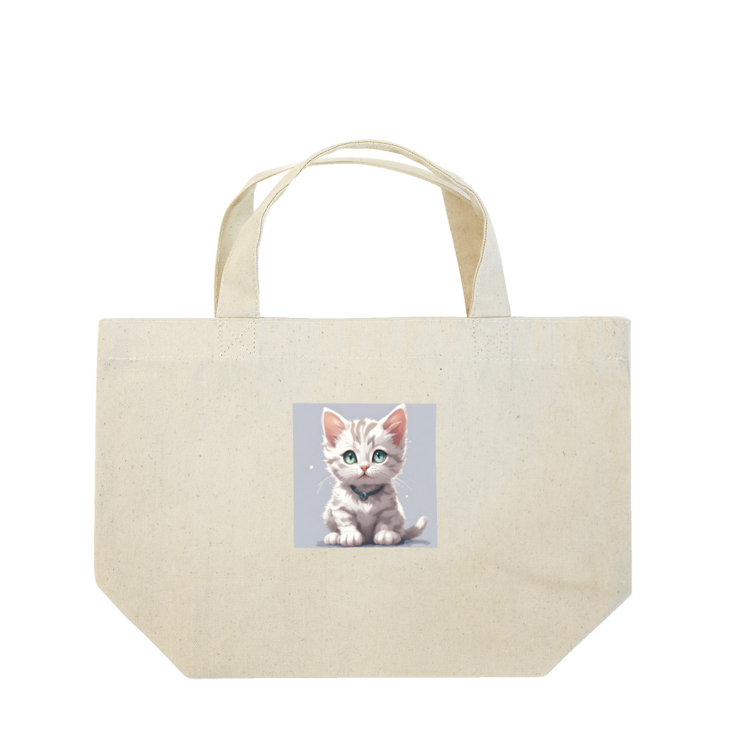 yoiyononakaの虎縞白猫04 Lunch Tote Bag