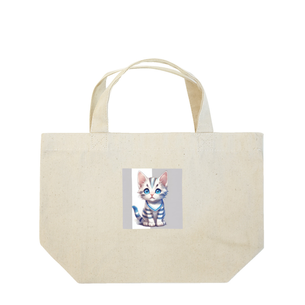 yoiyononakaの虎縞白猫のまなざし08 Lunch Tote Bag