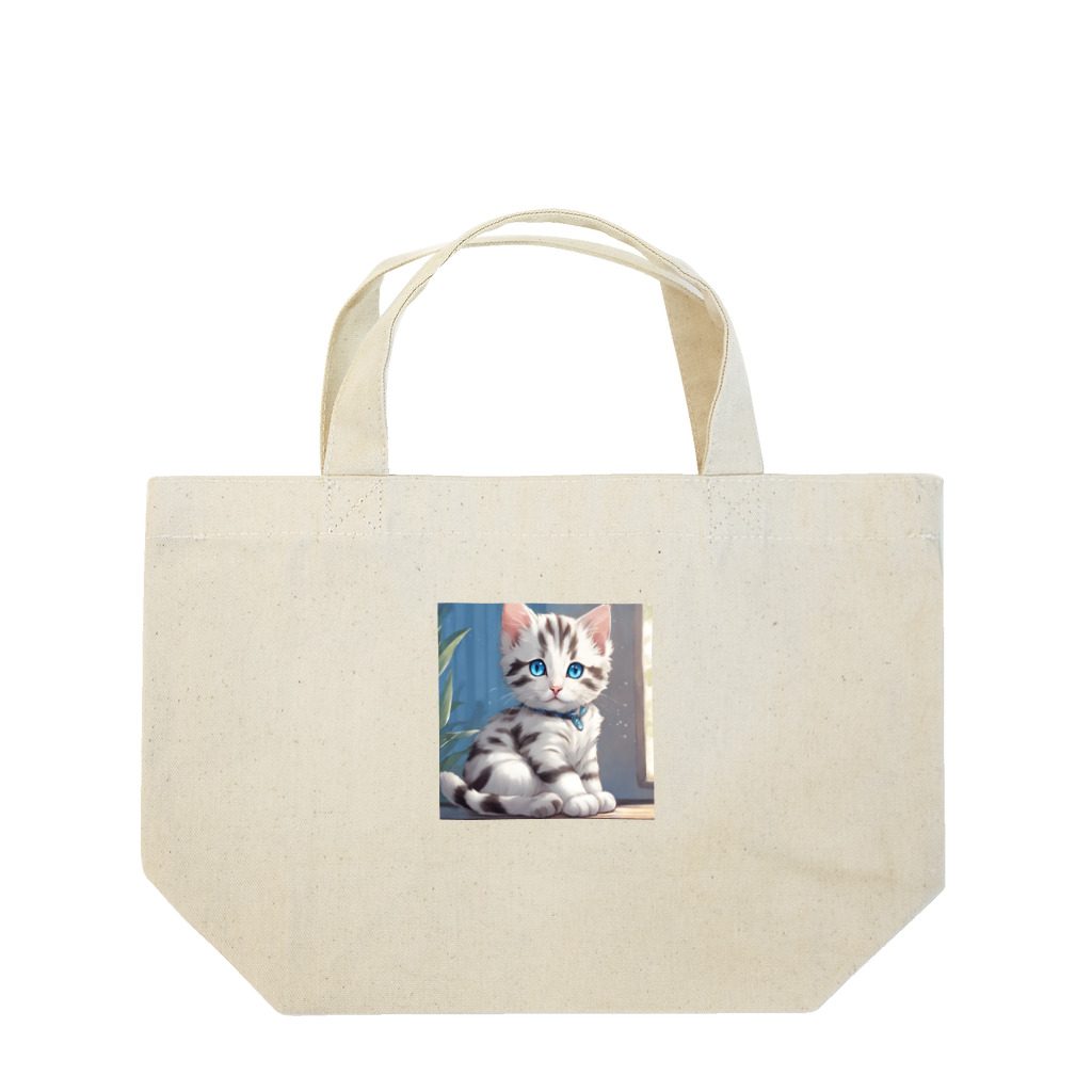 yoiyononakaの虎縞白猫のまなざし04 Lunch Tote Bag