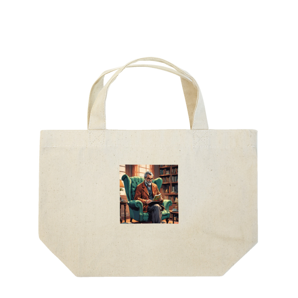 AIおじさんの読書をするおじさん Lunch Tote Bag