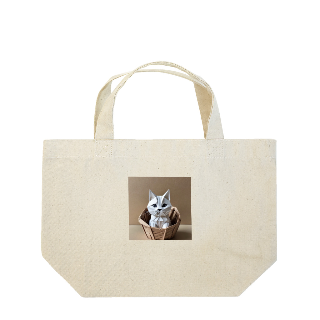 enercoの折り紙　バスケットに入っている猫 Lunch Tote Bag