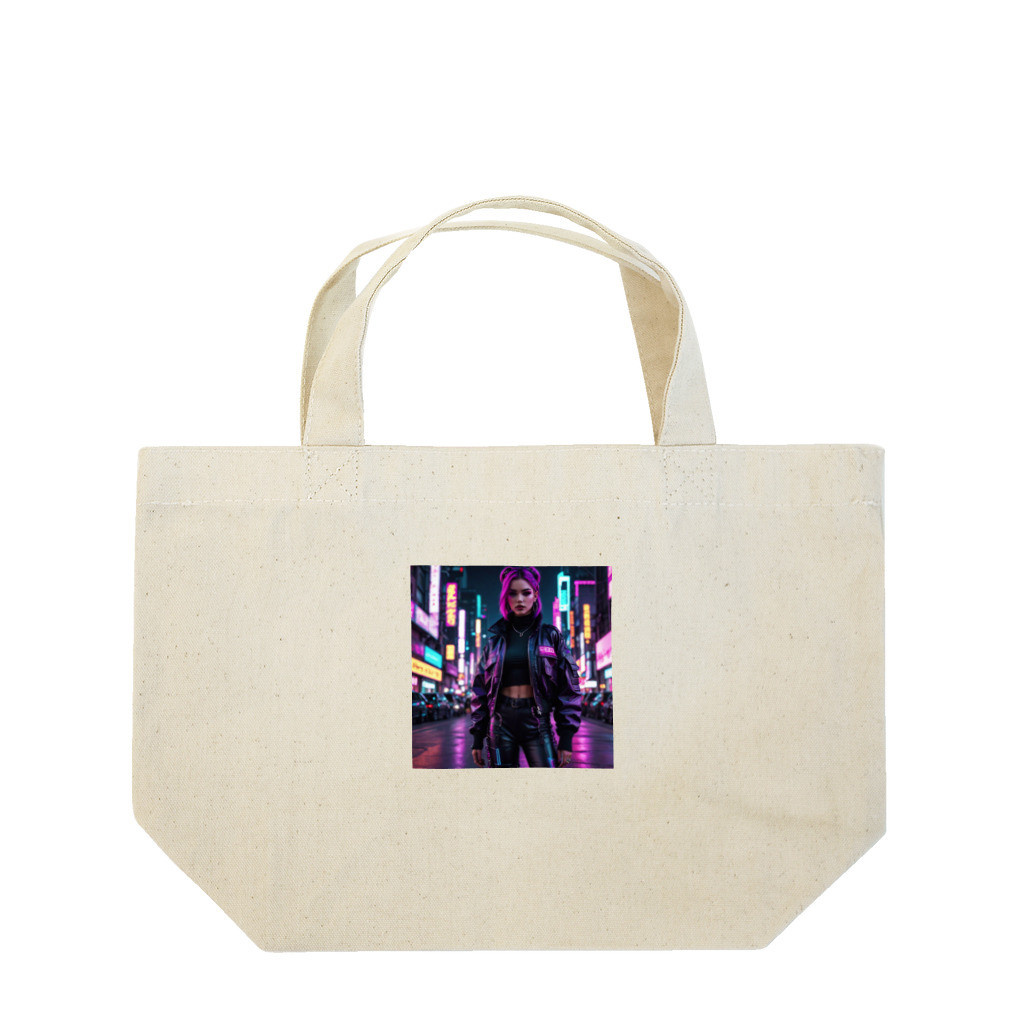 AI美女ワールドのサイバーパンク Lunch Tote Bag
