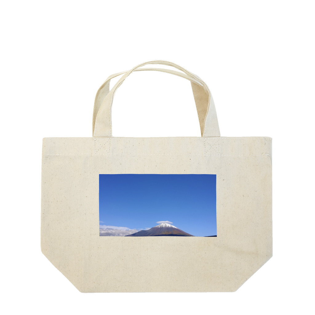 富士山のある景色の富士山と傘雲 ランチトートバッグ