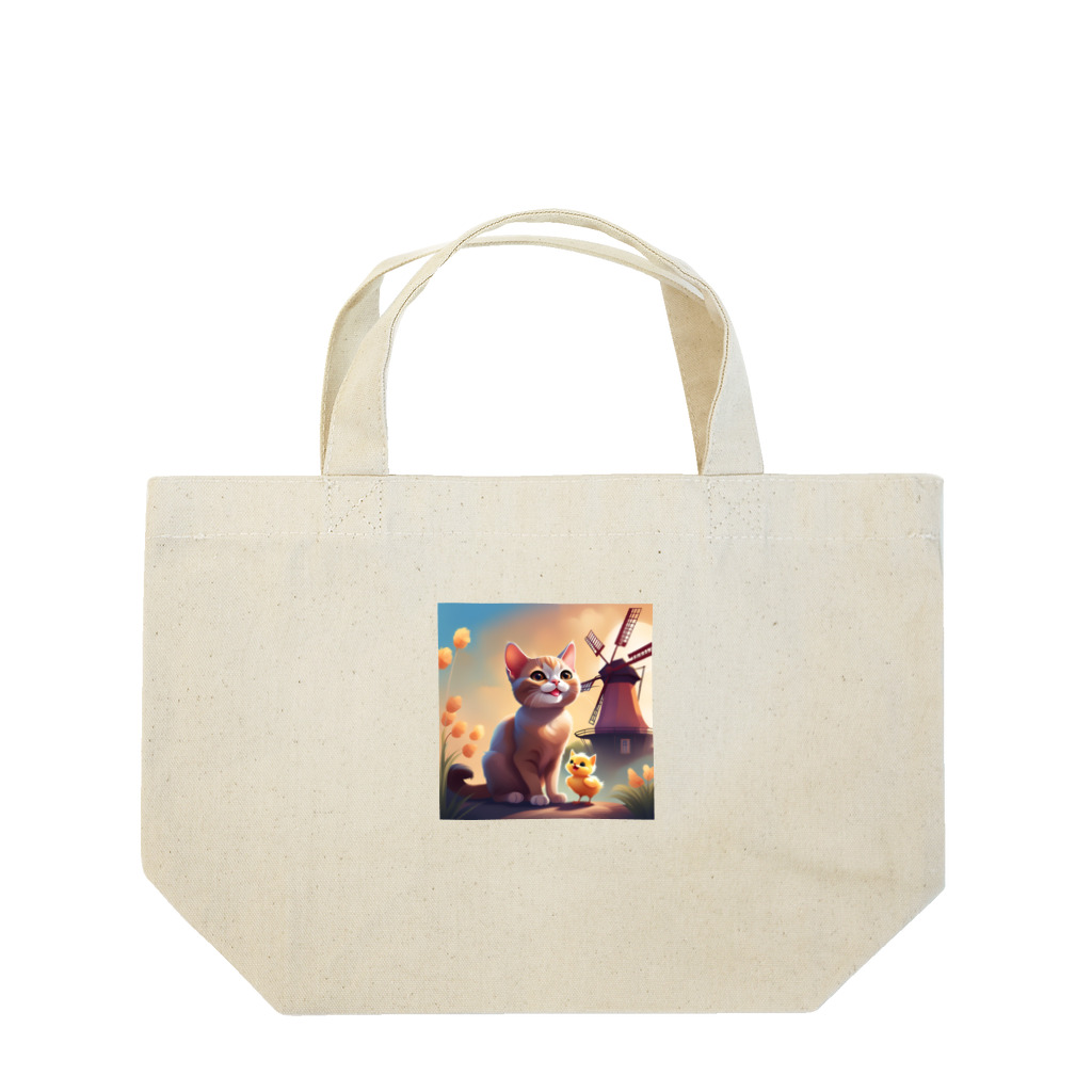 HanaCatStudioのかわいい猫とひよこさん！？はお友達 Lunch Tote Bag