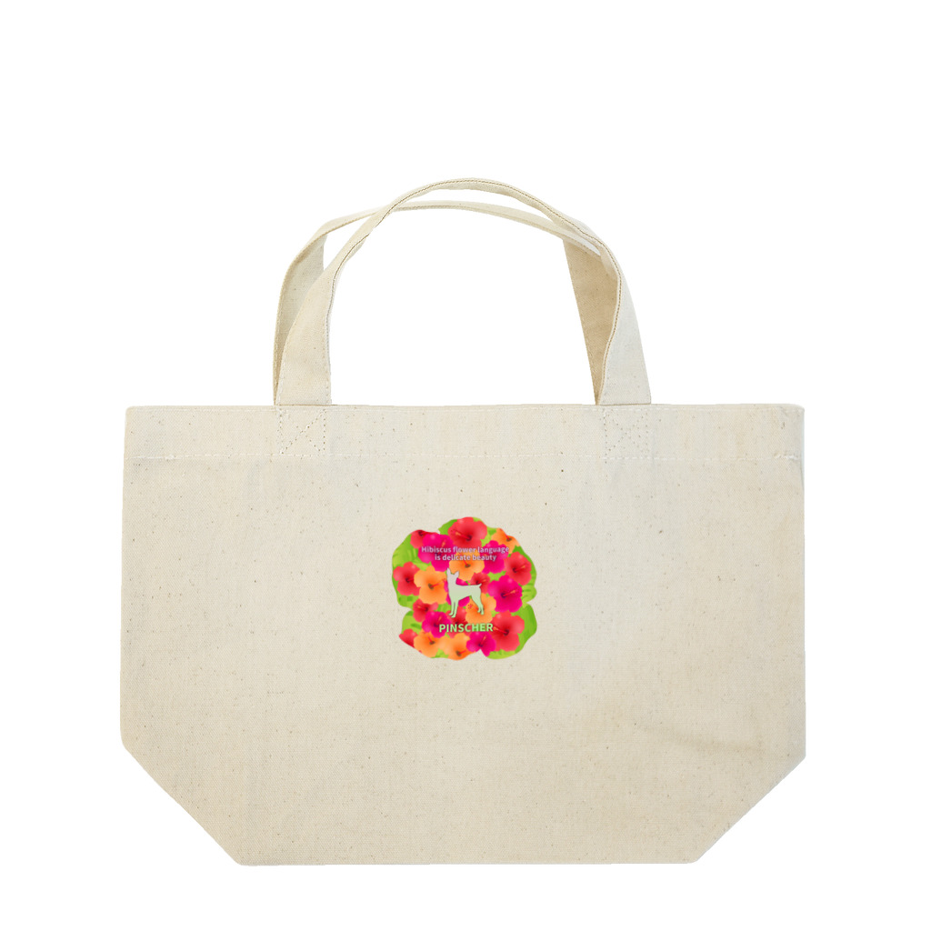 onehappinessのピンシャー　hibiscus　花言葉　onehappiness ランチトートバッグ