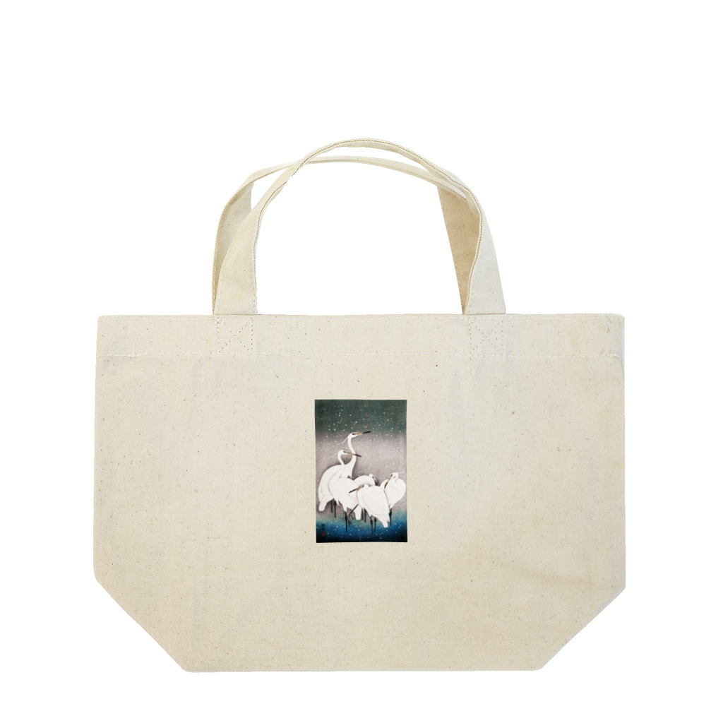 MUGEN ARTの小原古邨　雪中群鷺（白鷺の群れ）日本のアートTシャツ＆グッズ Lunch Tote Bag