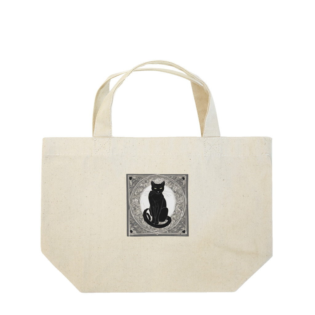 動物デザイングッズの黒猫 Lunch Tote Bag