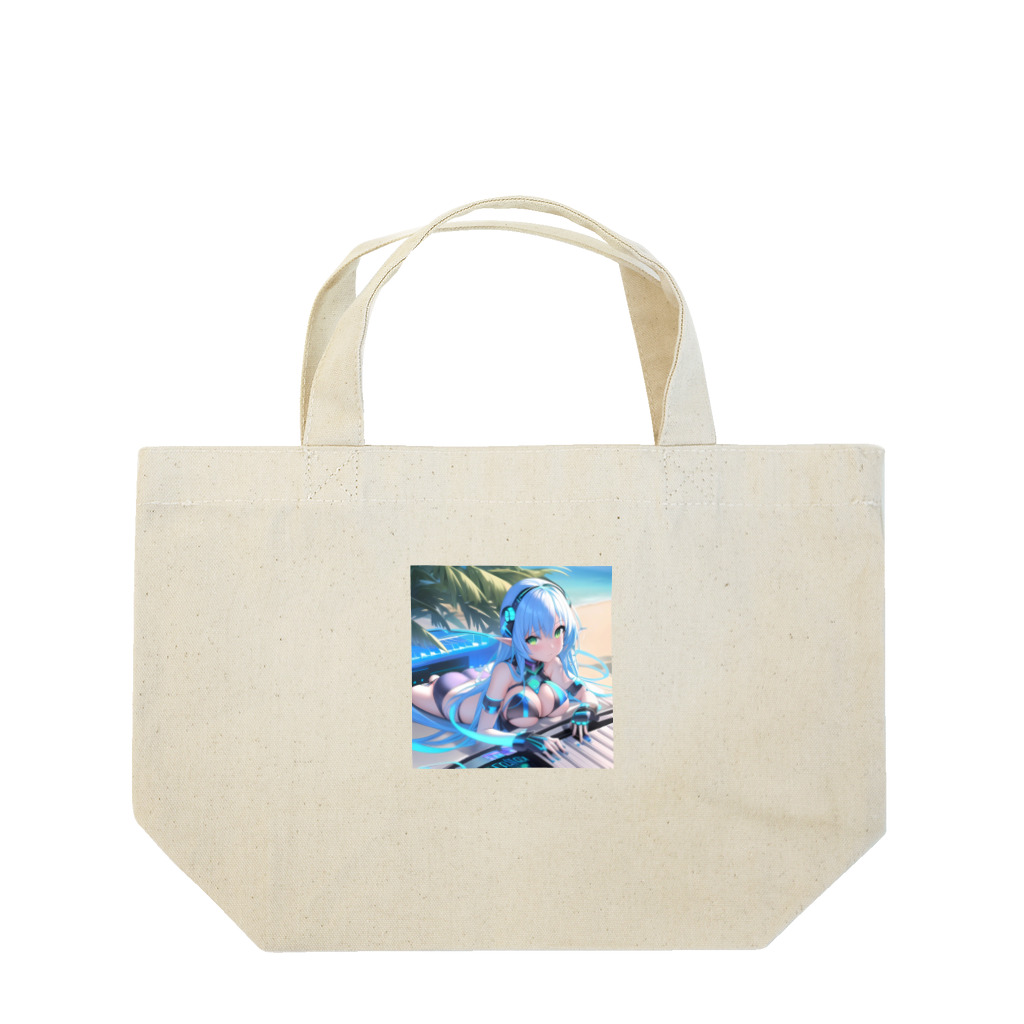 シロクマペンギンのエルフのサイバーピアニストの夏休み Lunch Tote Bag