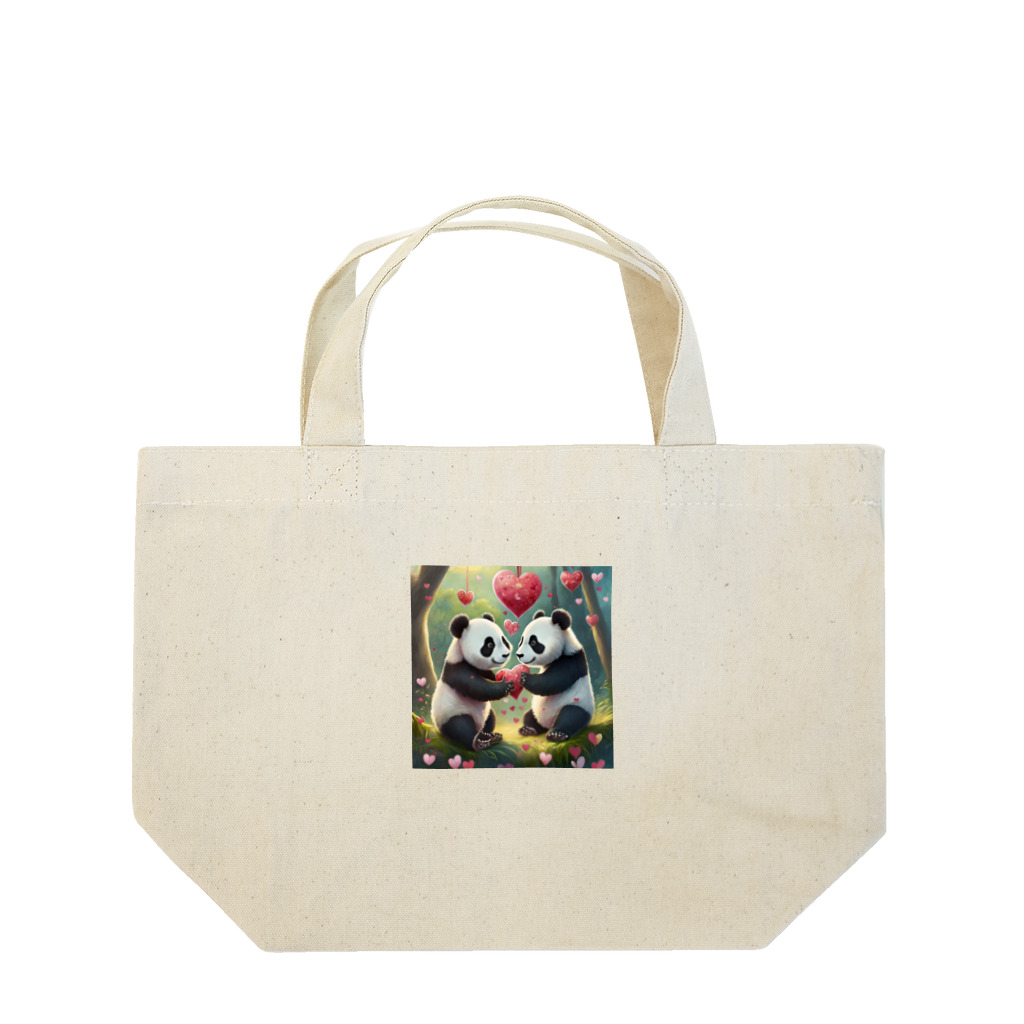 ねこねこねこんのパンダハート Lunch Tote Bag