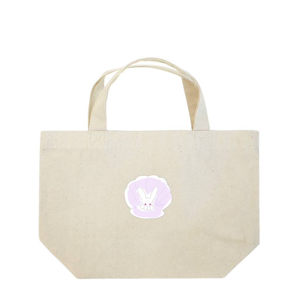 妖怪 水姫城-Yokai.Mizukijyo-ฅ^ơωơ^ฅ♡の貝がらと、ネコうさ🐰(ラベンダー×ホワイト) Lunch Tote Bag