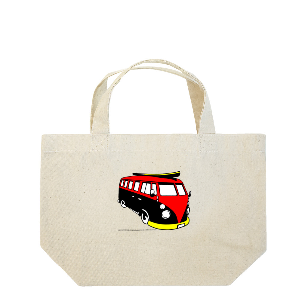 ファンシーTシャツ屋のレッド&ブラックのビーチバス Lunch Tote Bag