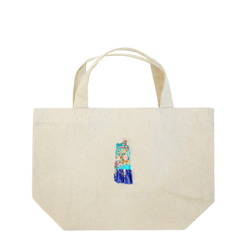KeishopCreations - 日本の美をあなたにのハンドメイドリメイク着物青 Lunch Tote Bag