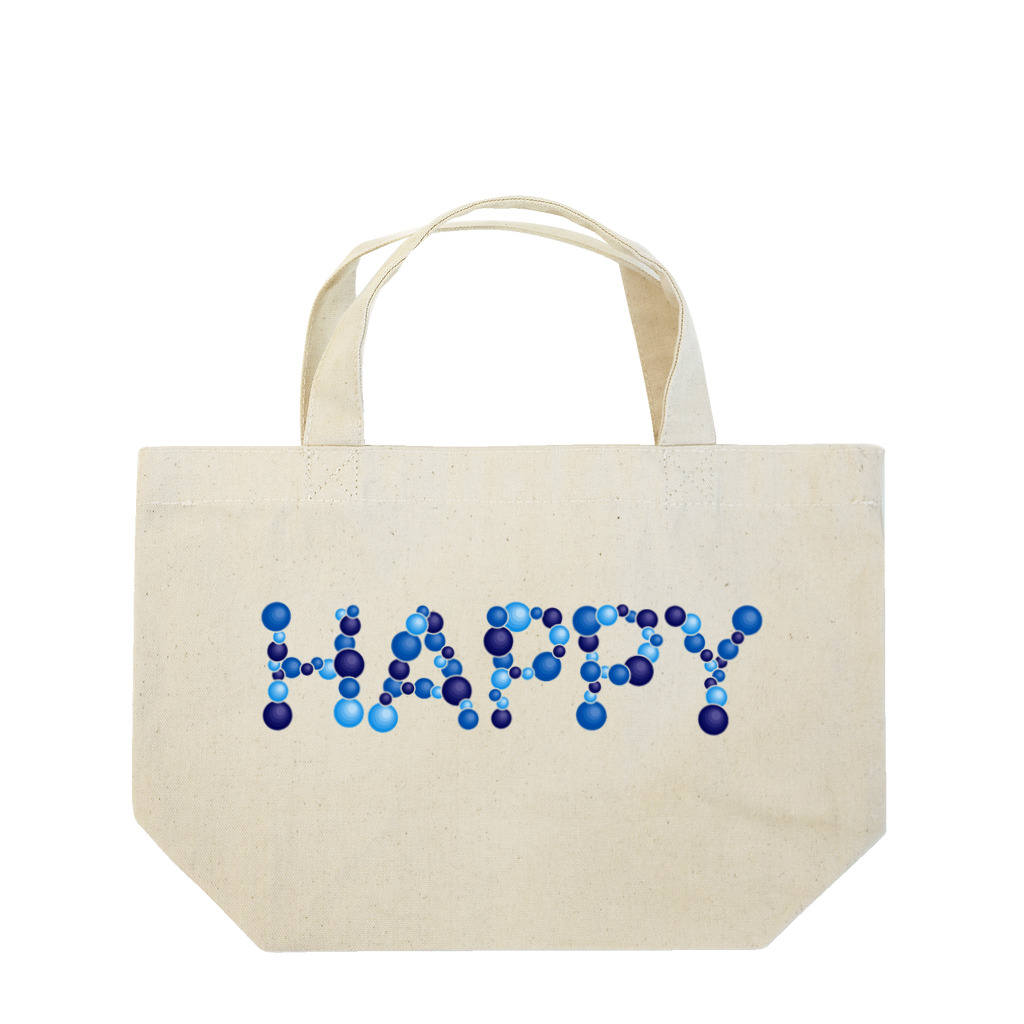 junichi-goodsのバルーン文字「HAPPY」（青色系） ランチトートバッグ