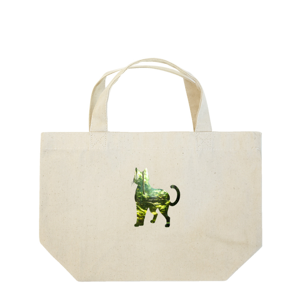 猫との風景の深い森と猫001 Lunch Tote Bag