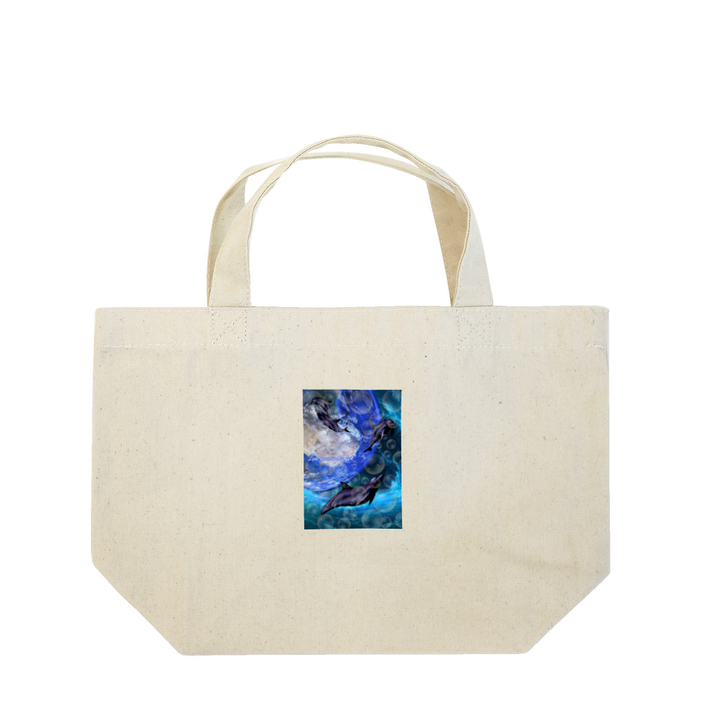 地上の楽園のイルカと宇宙 Lunch Tote Bag