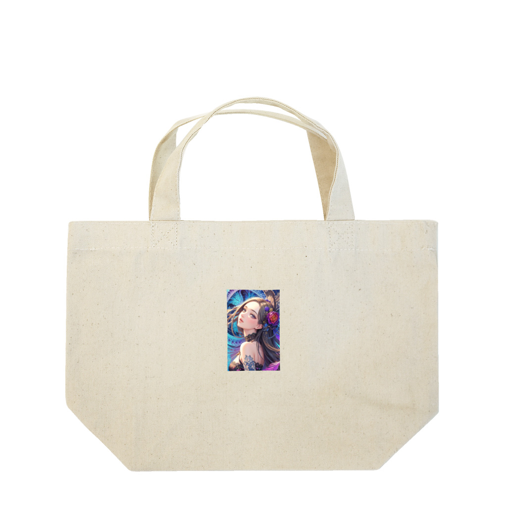 Rapitesu_AI_officialの「花の中の美 - レースの少女」 Lunch Tote Bag