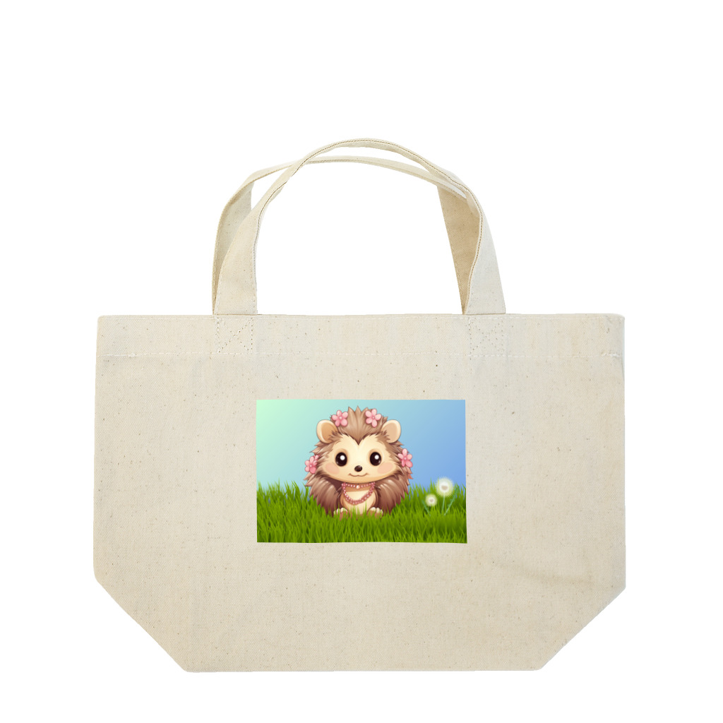 Vasetti_pressの草の中に座っているハリネズミ Lunch Tote Bag