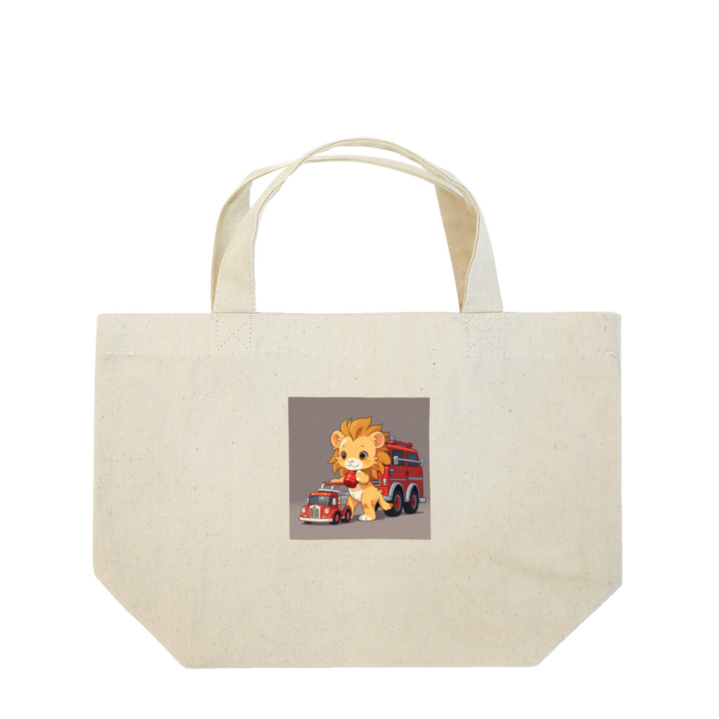 ganeshaの可愛いライオンとおもちゃの消防車 Lunch Tote Bag