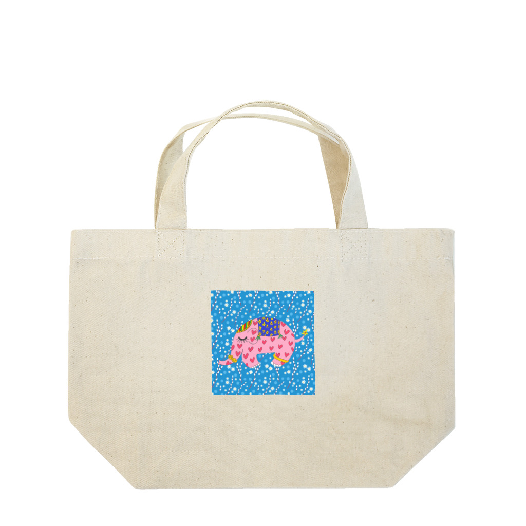 ピンクの象の幸福を呼ぶピンクの象 Lunch Tote Bag